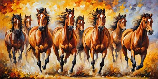 Energetic Eight Horses Painting for Money Flow & Business Stability | Feng Shui Décor